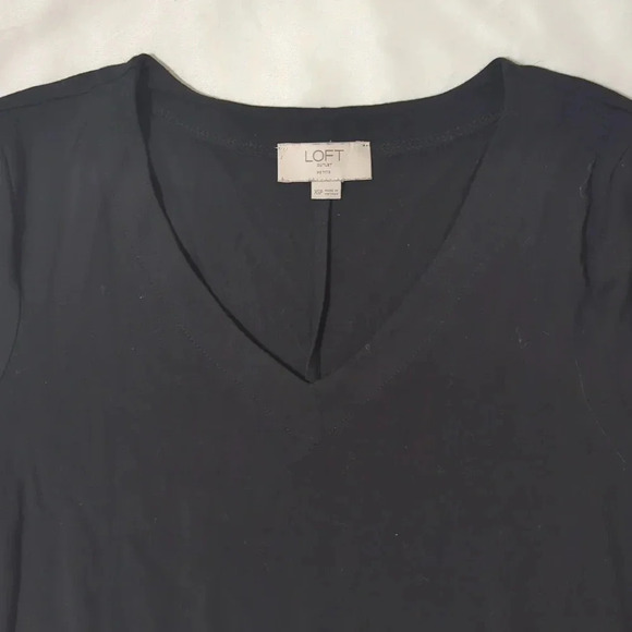 LOFT 3/4 Sleeve V-Neck Swing Dress, Color Black Size XSP - Picture 5 of 14